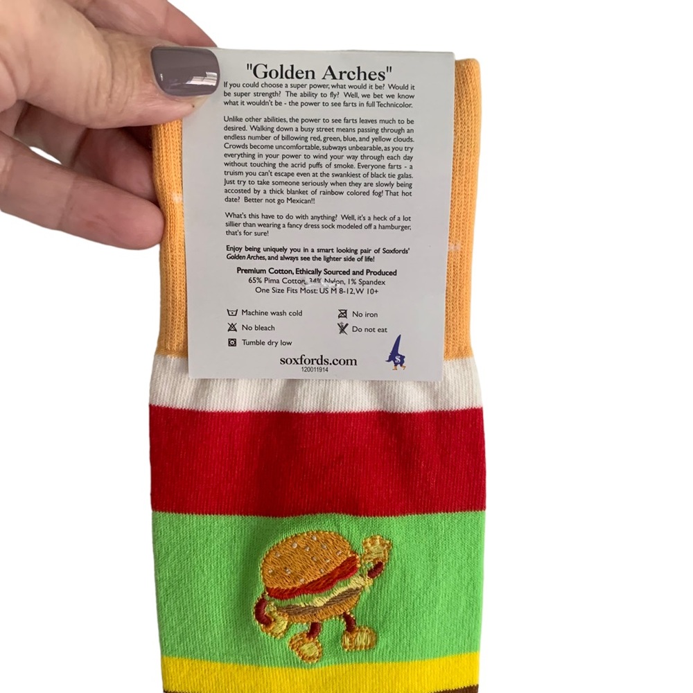 Soxfords Mens socks Golden Arches and Chico Chip Mints Socks NWT Pair Funky Fun - Picture 7 of 10